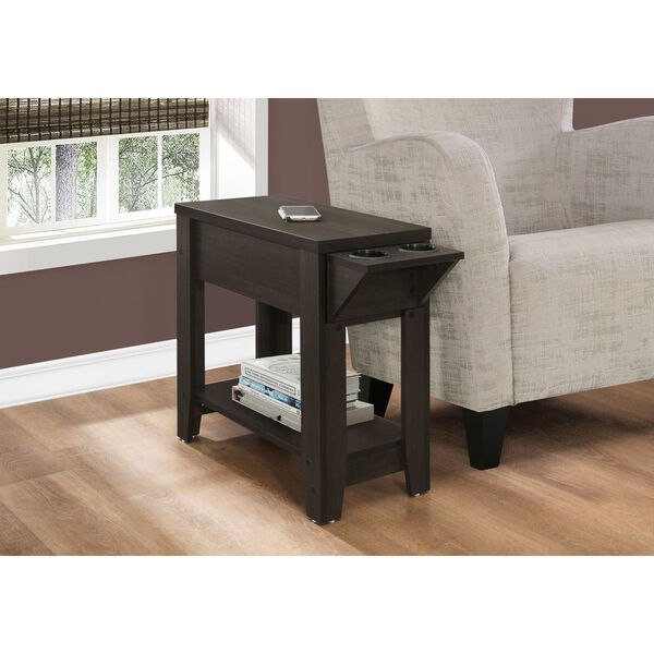 Ray Cappuccino 29-Inch End Table with Glass Holder, image 3